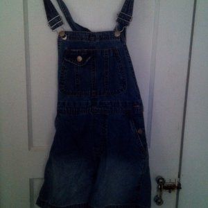 Blue denim overalls shorts